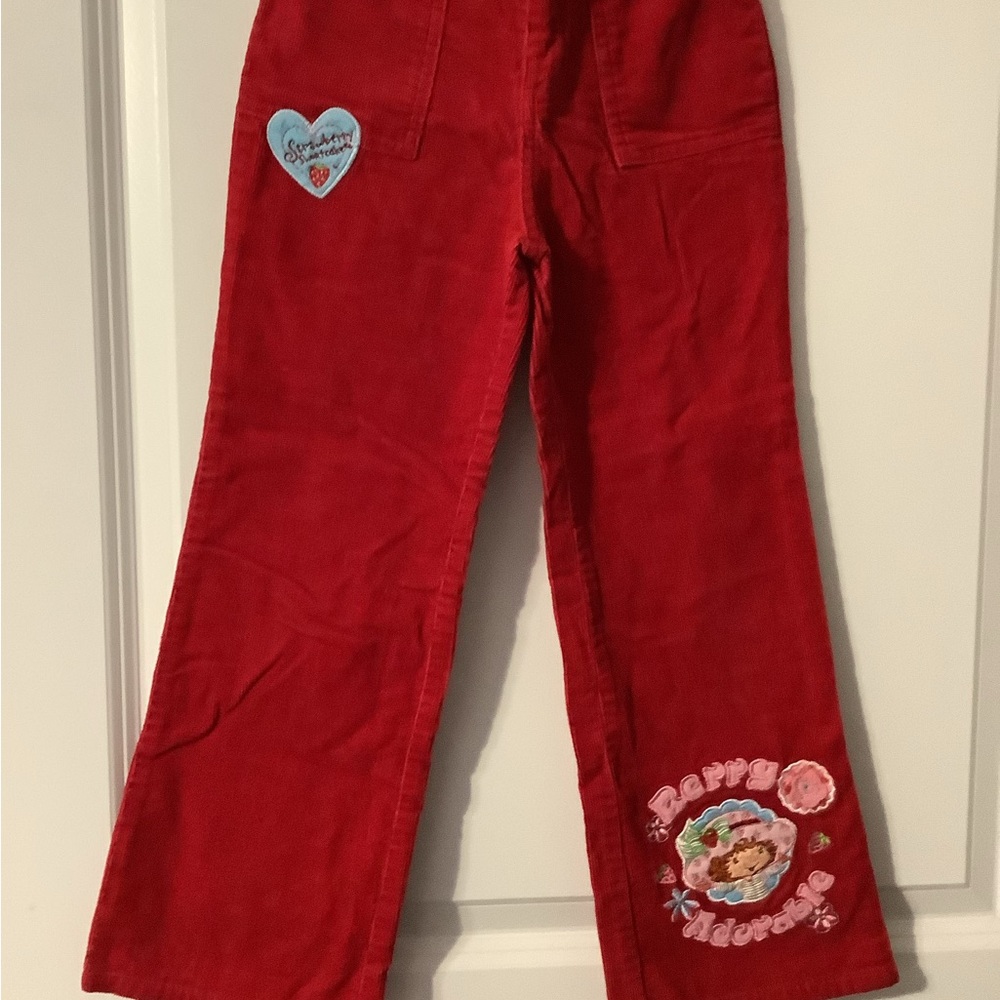 Red Embroidered Corduroy Pants